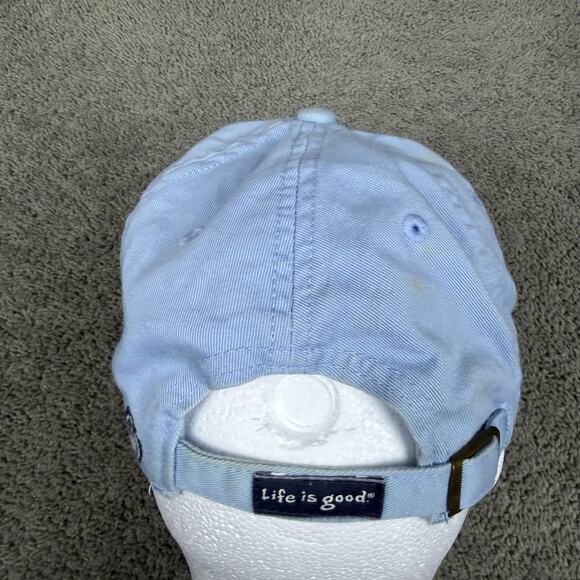 Life Is Good Hat Cap Strap Back Womens Adjustable Blue Embroidered Flower Logo - Picture 7 of 12